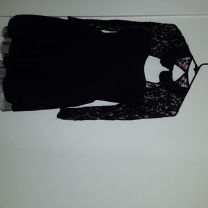 Black lace collared dress